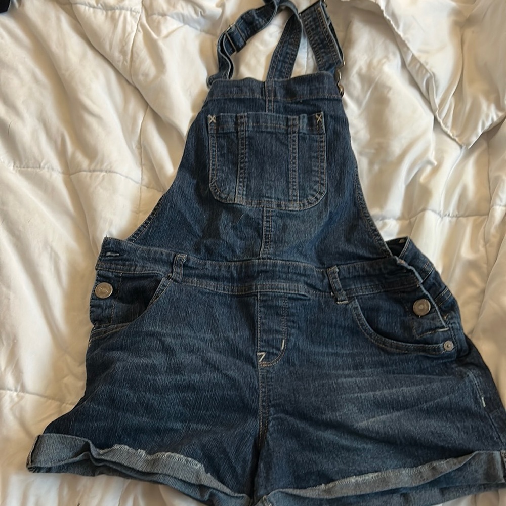 Dark denim shortalls